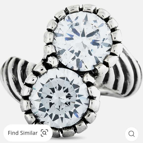 Silver And White Cubic Zirconia Twisted Pattern Ring - Picture 5 of 11